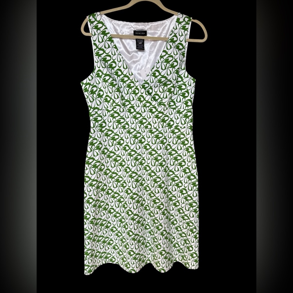 Spense Green and White Floral Midi Dress (NWT)